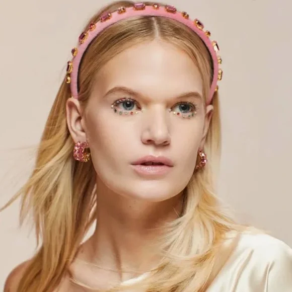 Lele Sadoughi Pink Tourmaline October GIGI JEWELED BIRTHSTONE HEADBAND - Picture 1 of 5